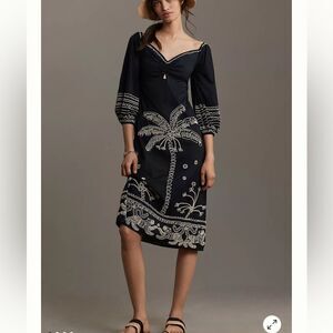 FARM Rio Sweetheart Cutout Beaded Midi Dress NWT